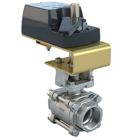 Bray BV125-SS3-33/D24-280-A 1.25" | 3 piece design threaded ball valve | SS | CV 43.45 | Normally Open | Damper & Valve actuator | 24 Vac/dc | 280 lb-in | on/off or floating | Non-Spring Return | SW  | Blackhawk Supply