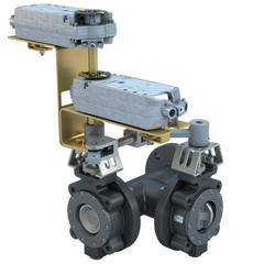 Bray MKL3-0030/DC24-310-T-D 3" 3-Way Lugged Butterfly valve High Performance | ANSI Class 150 | CS body | CV 185 | Damper & Valve actuator | 24 Vac | 310 lb-in | floating | Non-Spring Return | Dual | Time out  | Blackhawk Supply