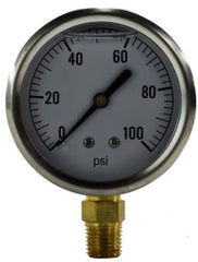 Midland Metal Mfg. 80061 2 1/2"  0-15psi  1/4" LM LF, Pneumatics, Gauges, Liquid Filled Gauge 2-1/2 Face 1/4 Lower Mount  | Blackhawk Supply