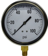 Midland Metal Mfg. 80463 4"  0-100psi  1/4" LM, Pneumatics, Gauges, Liquid Filled Gauge 4 Face 1/4 Lower Mount  | Blackhawk Supply