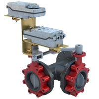 3LSE-04L33/DS24-180-D | Butterfly Valve | 3 Way | Flow Configuration 3 | 4 Inch | Stainless Disc | 50 PSI | DUAL Mounted 24 VAC/DC Spring Return Actuators | On-Off Control | Bray