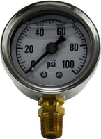 80601 | 1 1/2 0-15psi 1/8 LM LF, Pneumatics, Gauges, Liquid Filled 1-1/2 Face 1/8 Lower Mount | Midland Metal Mfg.