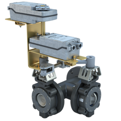 Bray MKL3-0030/DMS24-180-A-D 3" 3-Way Lugged Butterfly valve High Performance | ANSI Class 150 | CS body | CV 123 | Damper & Valve actuator | 24 Vac/Dc | 177 lb-in | modulating | Spring Return | SW | Dual  | Blackhawk Supply