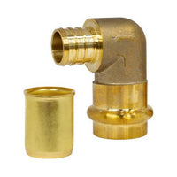 H-16823W-R | Elbow with Stiffener 3/4 x 1/2 Inch Lead Free Brass Press x PEX F1807 | Webstone