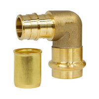 H-36823W-R | Elbow with Stiffener 3/4 x 1/2 Inch Lead Free Brass Press x PEX F1960 | Webstone