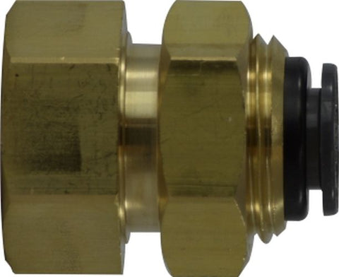 Midland Metal Mfg. 860604C 3/8X1/4 (PI X F DOT BULKHD UNION COMPOSITE), Brass Fittings, DOT Composite Body Push-In, DOT Composite Style Push-In Female Bulkhead Connector  | Blackhawk Supply