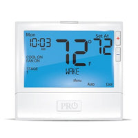 T855 | Thermostat 24 Volt 3 Heat/3 Cold Heatpump 2 Heat/2 Cold Conventional 5/2 Day or Programmable White 41-95 Degrees Fahrenheit Digital 8 Inch Display | Pro1Iaq