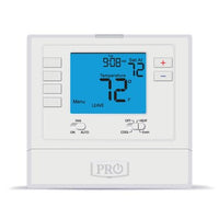 T725 | Thermostat 24 Volt 2 Heat/1 Cold Heatpump 1 Heat/1 Cold Conventional 5/2 Day or Programmable White 41-95 Degrees Fahrenheit Digital 4 Inch Display | Pro1Iaq