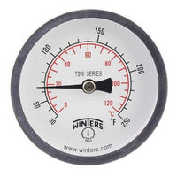 TSW174 | Thermometer Dial 40 to 250 Degree Farenheit 2-1/2 Inch Dial 1/2 Inch MPT Back Mount | Winters Instruments