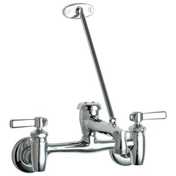 Chicago Faucet Co 897-RCF Service Faucet Wall Mount 8 Inch Spread 2 Lever ADA Rough Chrome  | Blackhawk Supply