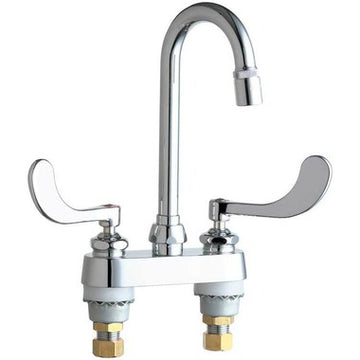 Chicago Faucet Co 895-317ABCP Lavatory Faucet 4 Inch Spread 2 Wrist Blade ADA Polished Chrome 2.2 Gallons per Minute Gooseneck  | Blackhawk Supply