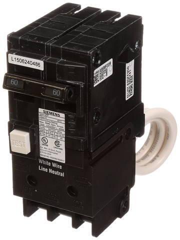 Siemens Electrical QF260A 2RKR QPF GFCI 5mA 2P 240V 60A 10KA  | Blackhawk Supply