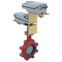 3LNE-04S2C/DMS24-180-D | Butterfly Valve | 2 Way | 4 Inch | Nylon Coated Disc | 175 PSI | DUAL Mounted 24 VAC/DC Spring Return Actuators | Normally Closed | Modulating Control | Bray
