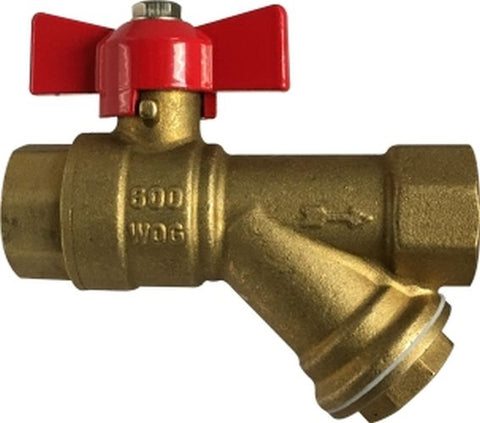 Midland Metal Mfg. 947133 1/2 MIPXFIP BRASS BALL VALVE W/STRAINER  | Blackhawk Supply