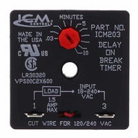 ICM203B | Relay Time Delay On Break 10 Minute Knob Adjustable 2 x 2 Inch 18/240 Voltage Alternating Current 1.5 Amp | ICM Controls