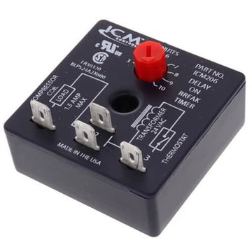 ICM Controls ICM206B Relay Time Delay On Break 3-10 Minute Adjustable 2 x 2 Inch 18/30 Voltage Alternating Current 1.5 Amp  | Blackhawk Supply