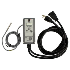 Johnson Controls A421ABG-02C Single Stage Temp Controller with Sensor & Power Cords, 120VAC, NEMA1, 6' 7" lead, -40 to 212F, HTG/CLG  | Blackhawk Supply