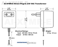 AI-XFMR-E | WALL-MOUNT TRANSFORMER 220VAC | Contemporary Controls