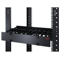 APC AR8603A Horizontal Cable Manager, 2U x 6 in Deep with Cable Tie-off bottom plate, Single-Sided with Cover  | Blackhawk Supply
