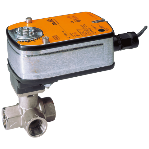 Belimo B320L+LF120-S US Ball Valve | 0.75" | 3 Way | 12.8 Cv | w/ Spg Rtn | 120V | On/Off | SW  | Blackhawk Supply