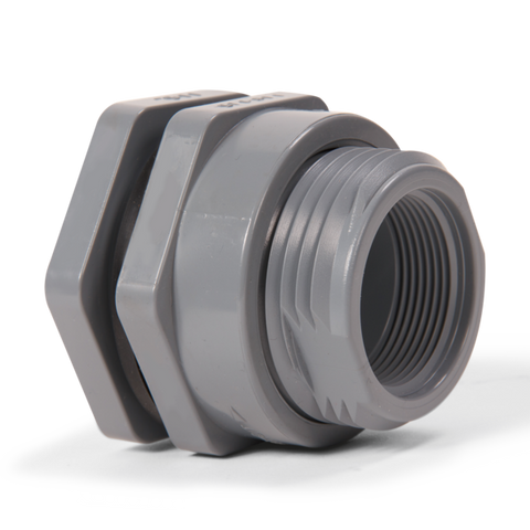 Hayward BFA1007CEL 3/4" PVC Bulkhead Fitting w/EPDM large flange gasket; socket x threaded end connections  | Blackhawk Supply