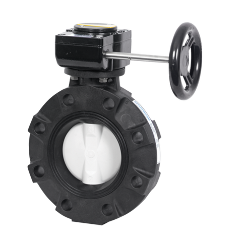 Hayward BYV44120A0VG000 12" Butterfly Valve w/GFPP Body; PP Disc; FKM liner / FPM seals; gear operator  | Blackhawk Supply