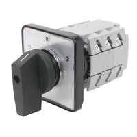 CS51211-G16-L22LBBB61 | CS51211-G16-L22LBBB61 - BTO Motor Reversing Switch, 3 Pole, 16A, IP20 Terminals, 22.5mm Installation, 48mm x 48mm Front Plate, Lever Knob, Black/Black, 1-0-2 (60) | C3 Controls