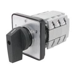 C3 Controls CS51211-G16-L22LBBB61 CS51211-G16-L22LBBB61 - BTO Motor Reversing Switch, 3 Pole, 16A, IP20 Terminals, 22.5mm Installation, 48mm x 48mm Front Plate, Lever Knob, Black/Black, 1-0-2 (60)  | Blackhawk Supply