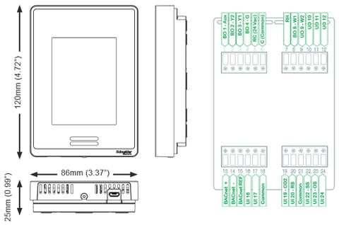 Schneider Electric SE8650U5B00P Roof Top Unit, Heat Pump & Indoor Air Quality Ctrl: BACnet MS/TP, ZigBee Embedded, IP ready, RH sensor & control, PIR sensor, Silver Case/Fascia  | Blackhawk Supply