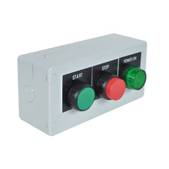 C3 Controls ECW22H-H1P1-12K83 ECW22H-H1P1-12K83 - Compact Control Station, Polycarbonate Enclosure, Horizontal Orientation, 1 Position w/Grey Cover, Main. Non-Illum. 3-Pos. Selector w/2 NO, Black Cap, Legend Designation "HAND / OFF / AUTO"  | Blackhawk Supply
