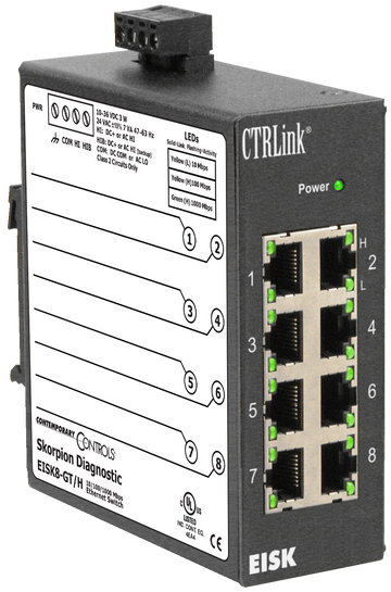 Contemporary Controls EISK8-GT/H Skorpion 8-Port GigE Diagnostic Switch  | Blackhawk Supply