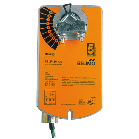 Belimo FSLF120 US Fire & Smoke Actuator | 30 in-lb | Spg Rtn | 120V | On/Off | 1m Cable  | Blackhawk Supply