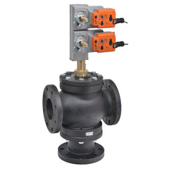 Belimo G7100+2*GMX24-MFT-X1 Globe Valve (GV), 4", 3-way, ANSI Class 125 | Valve Actuator, Non fail-safe, AC/DC 24V, 2-10V  | Blackhawk Supply