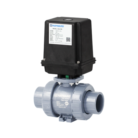 Hayward EATBH120STE Actuated 2" PVC TU Ball Valve w/EPDM seals, socket/threaded ends, 115 VAC EA Actuator included  | Blackhawk Supply