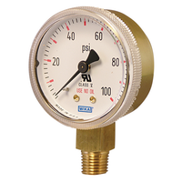 4374122 | 111.11 2.0 | 100 psi 2nd scale bar 1/4 NPT center back mount | Bourdon Tube Pressure Gauge | Compressed Gas Regulator Gauge, Standard Series | Wika