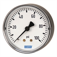 4276052 | 111.12 1.5 | 100 psi 1/8 NPT center back mount | Bourdon Tube Pressure Gauge | ABS Plastic or Painted Steel Case, Standard Series - Center Back Mount | Wika