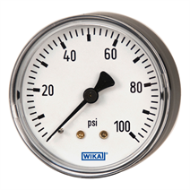 Wika 4276052 111.12 1.5 | 100 psi 1/8 NPT center back mount | Bourdon Tube Pressure Gauge | ABS Plastic or Painted Steel Case, Standard Series - Center Back Mount  | Blackhawk Supply