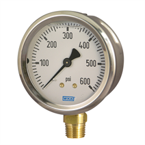 Wika 9767185 213.53.2.5 | -30 inHg 1/4 NPT back mount | Bourdon Tube Pressure Gauge, Copper Alloy | Stainless steel case, liquid filling  | Blackhawk Supply