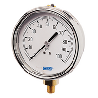 50962868 | 213.54.2.5 | 5000 psi 2nd scale bar 7/16-20 UNF SAE #4 J19 | Bourdon Tube Pressure Gauge | Stainless Steel Case | Wika