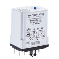 PMPU-FA12X | 3-Phase Monitor Relay | 12 Pin Plug-in | 190-500VAC | 5A DPDT | Loss/Reversal/Unbalance | Under/Overvoltage | Macromatic