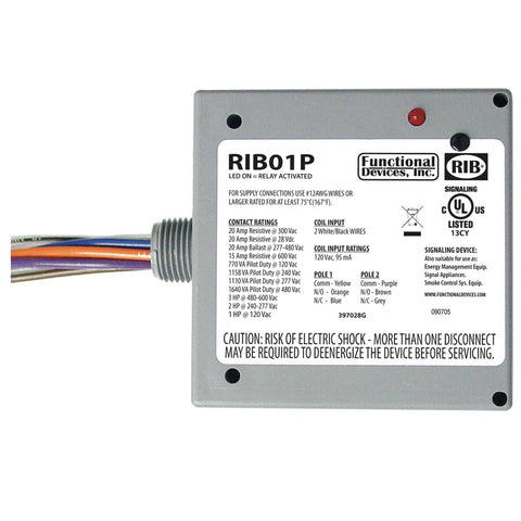 Functional Devices RIB01P Enclosed Relay 20Amp DPDT 120Vac  | Blackhawk Supply