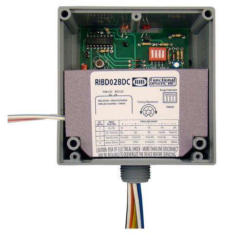 Functional Devices RIBD02BDC Enclosed Time Delay Relay, Class 2 Dry Contact input, 208-277Vac pwr, 20A SPDT  | Blackhawk Supply