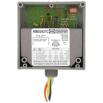 Functional Devices RIBD2421C Enclosed Time Delay Relay 10Amp SPDT 24Vac/dc, 120-277Vac  | Blackhawk Supply