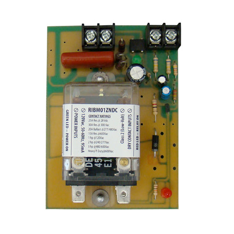 Functional Devices RIBM01ZNDC Panel Relay 4.000x2.875in 30Amp DPDT Class II Dry Contact Input 120Vac Power  | Blackhawk Supply