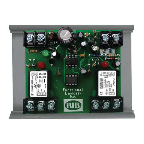 Functional Devices RIBMN24Q2C Panel I/O Expander 2.75in 15Amp 2-SPDT 24Vac/dc power, 0-5Vdc Control w/ MT212-4  | Blackhawk Supply