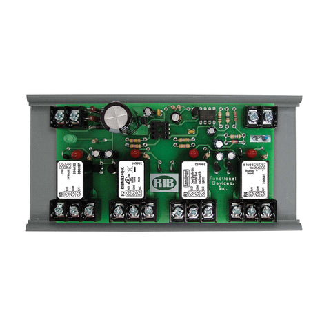 Functional Devices RIBMN24Q4C Panel I/O Expander 2.75in 15Amp 4-SPDT 24Vac/dc power, 0-5Vdc Control w/ MT212-6  | Blackhawk Supply