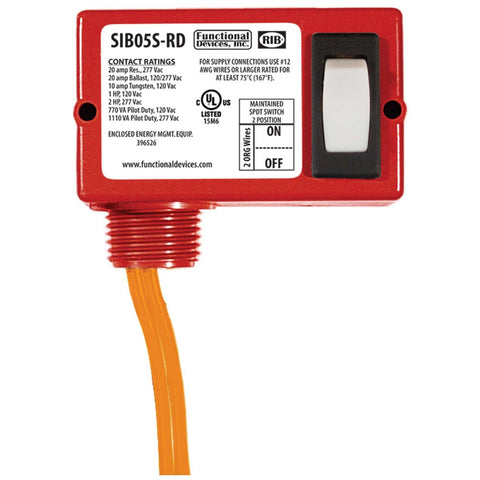Functional Devices SIB05S-RD Enclosed Switch 20Amp maintained 2 position 2 wire Red Hsg  | Blackhawk Supply