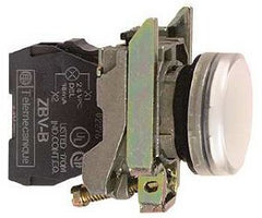 Square D XB4BVB1 White complete pilot light 22mm plain lens with integral LED 24V  | Blackhawk Supply