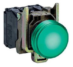 Square D XB4BVB3 Green Complete Pilot Light, 22mm, 120V, plain lens with integral LED 24V  | Blackhawk Supply