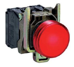 Square D XB4BVB4 Red Complete Pilot Light, 22mm, plain lens with integral LED  | Blackhawk Supply